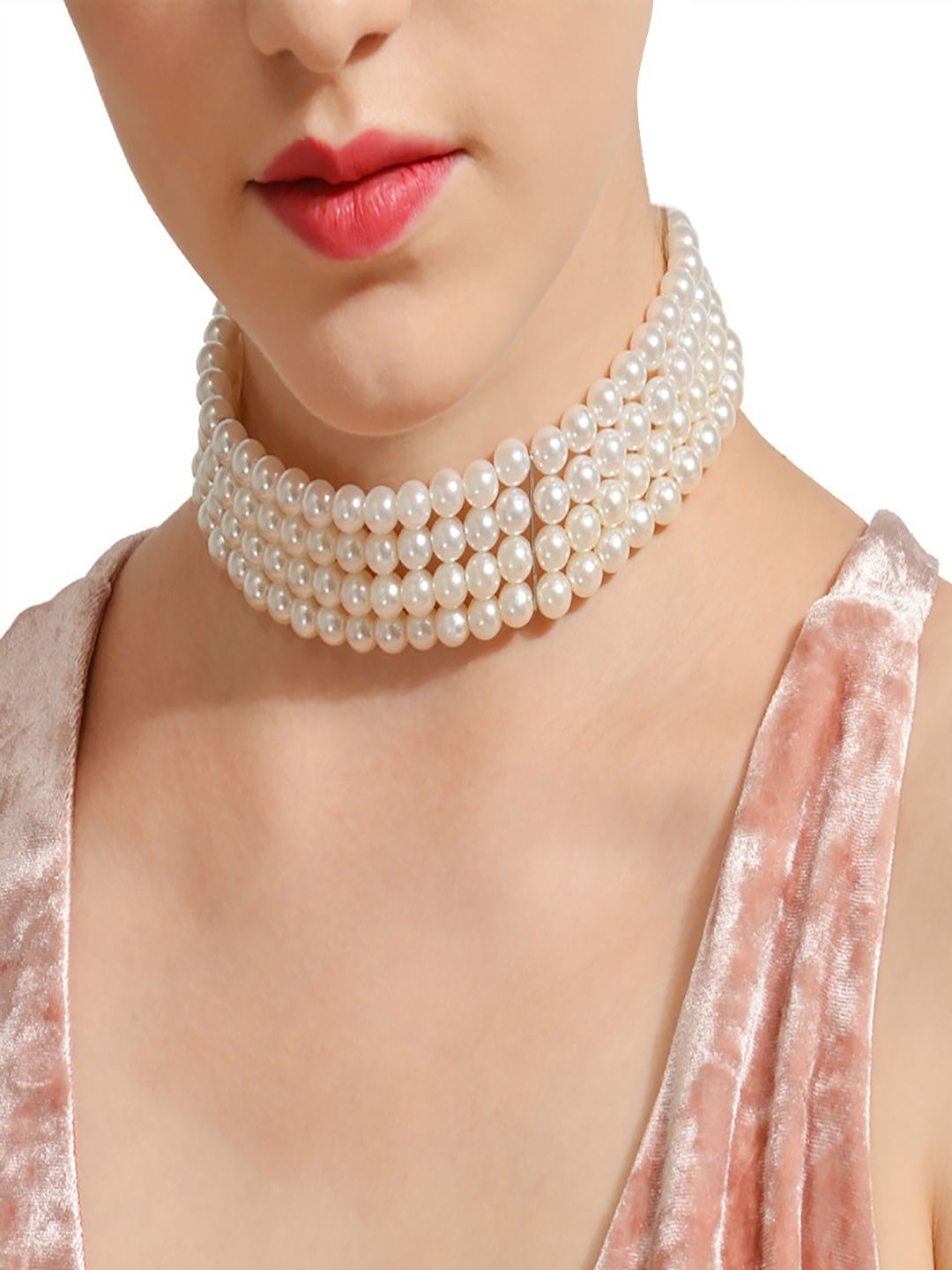 AQUASTREET Silver-Plated & White Choker Necklace Price in India