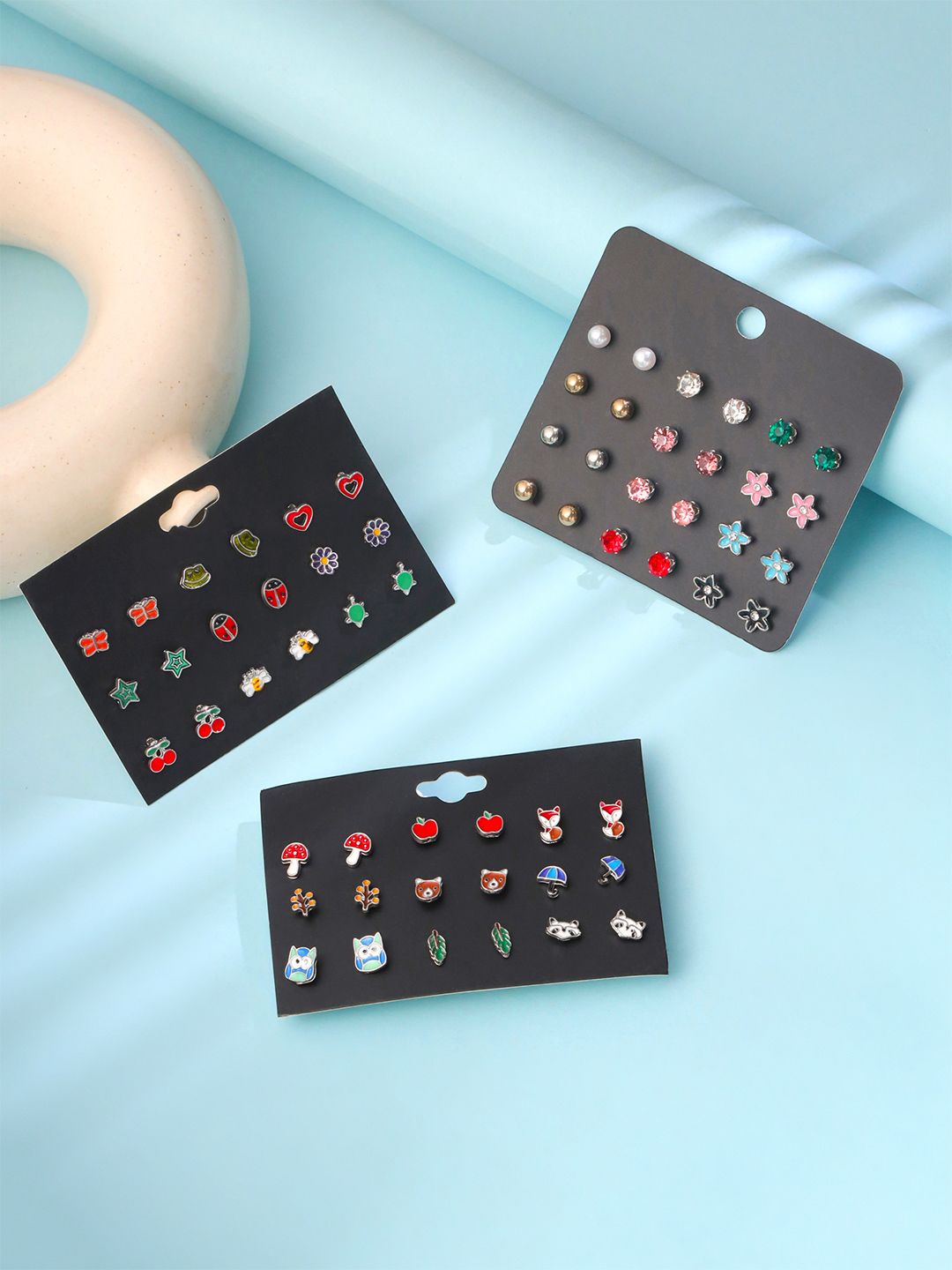 Women Set of 30 Studs Yellow Chimes Women Set of 30 Multicoloured Studs Earrings