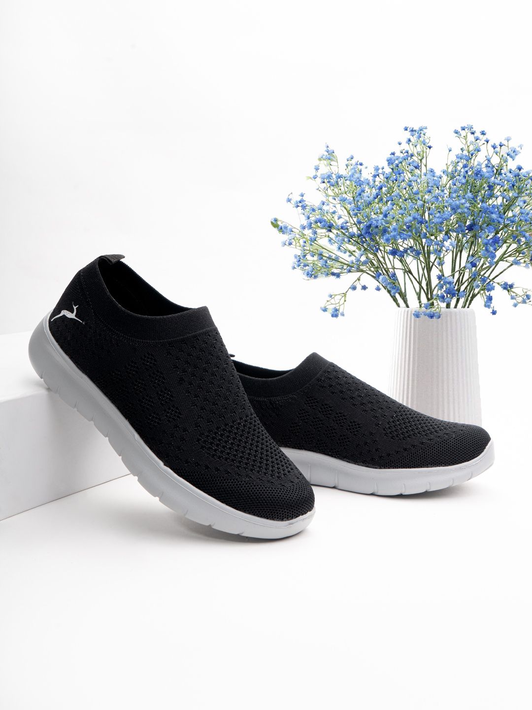 Marc Loire Women Black Woven Design Slip-On Sneakers Casual Shoes Price in India