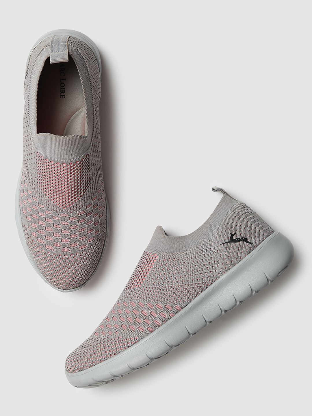 Marc Loire Women Grey & Pink Woven Design Slip-On Sneakers Price in India