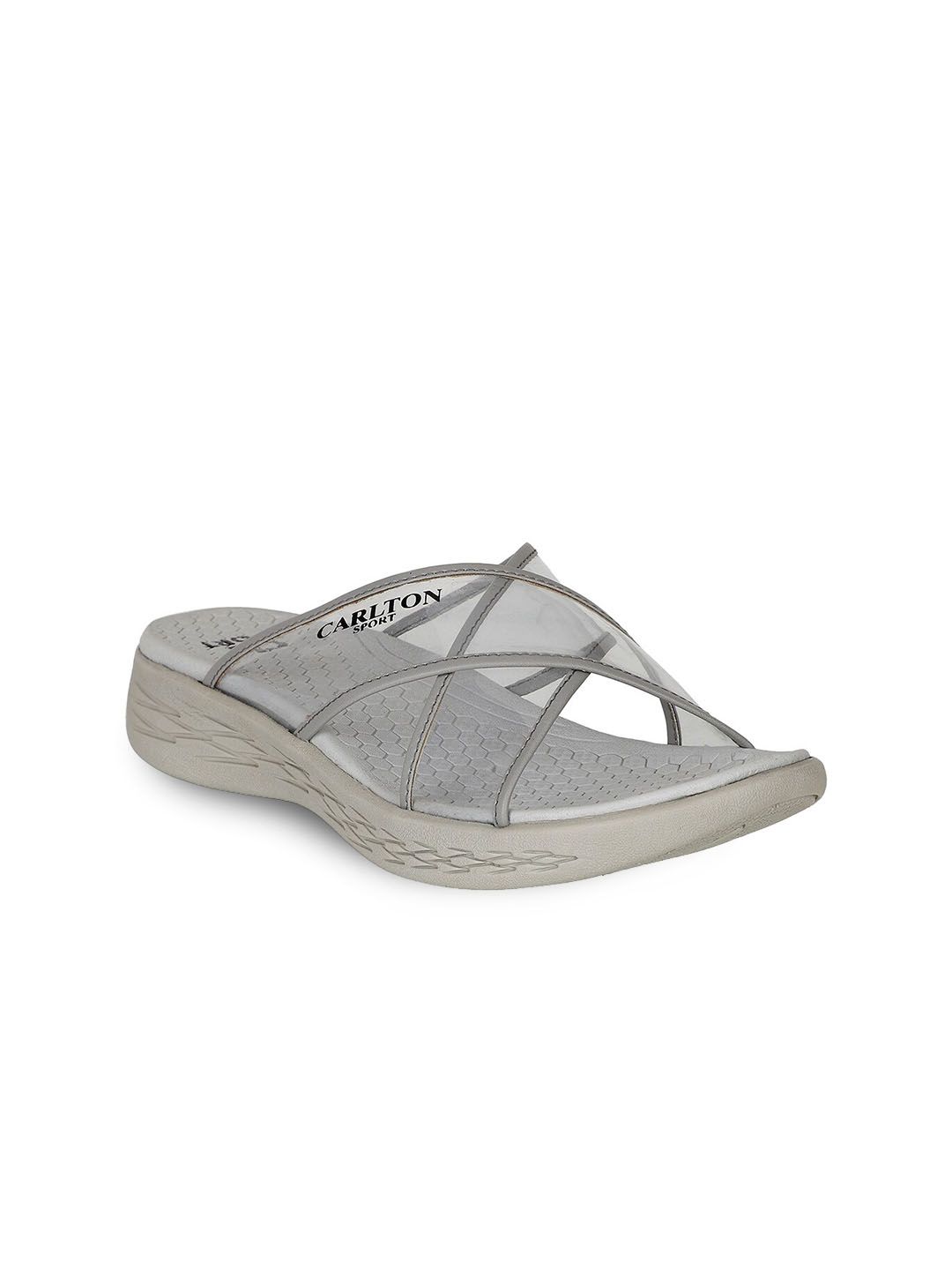 Carlton London sports Women Grey Solid Sliders Price in India