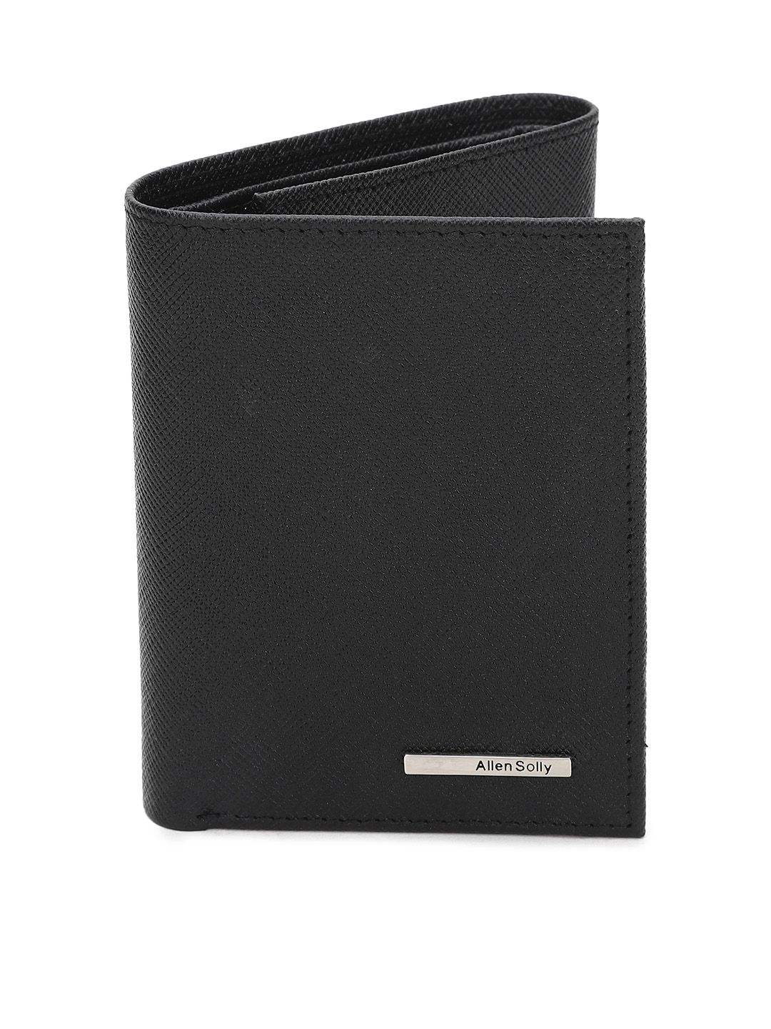 Allen Solly Allen Solly Men Black Snakeskin Textured Three Fold Leather Wallet