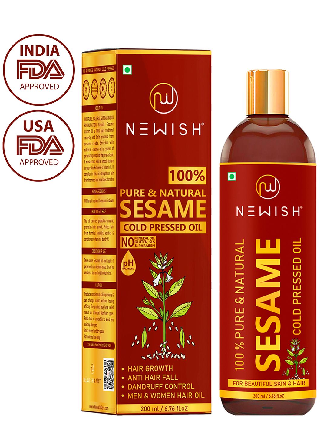 NEWISH Pure & Natural Sesame Cold Pressed Oil 200 ml Price in India