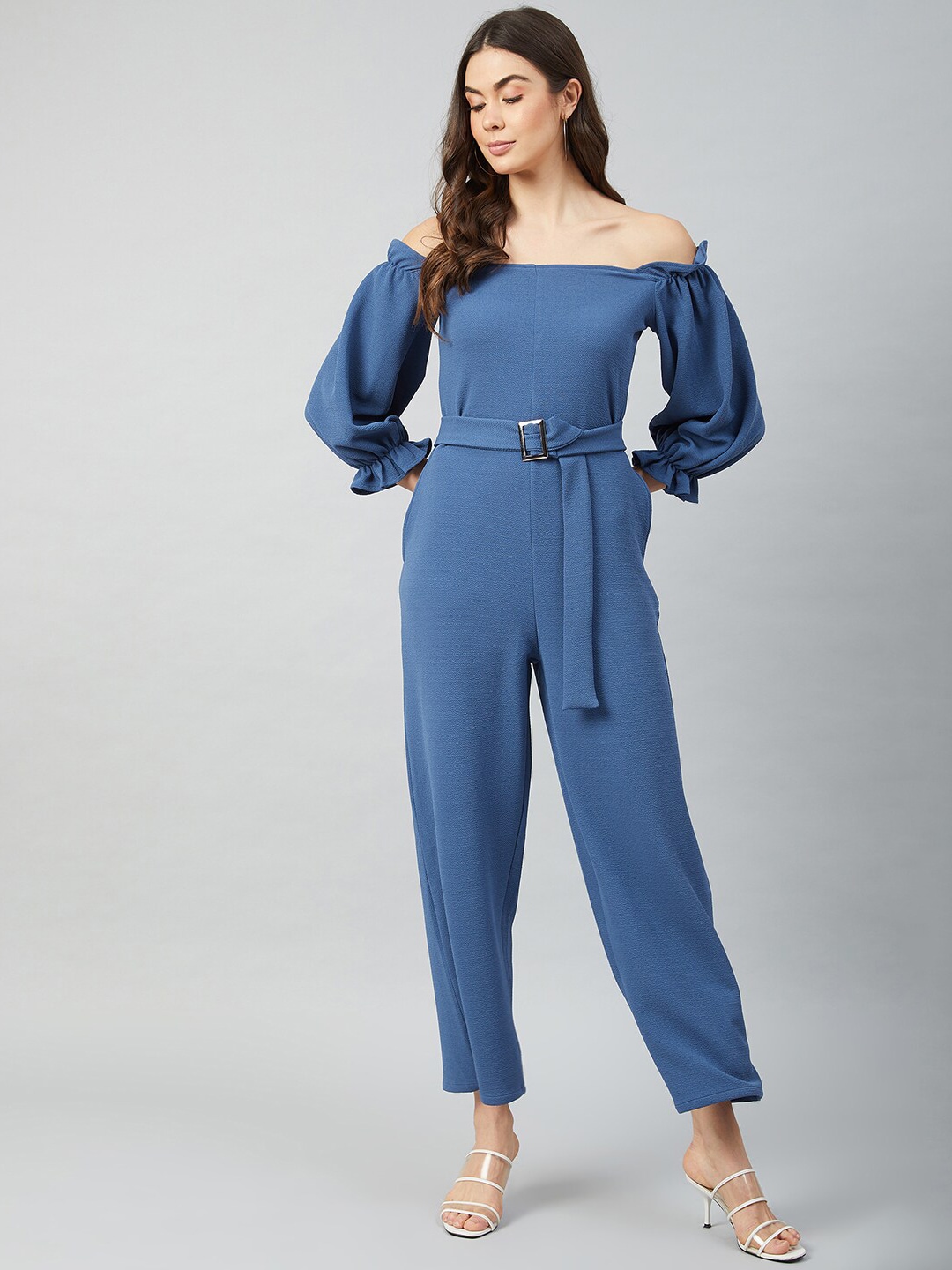 Athena Women Blue Solid Jumpsuit Price in India