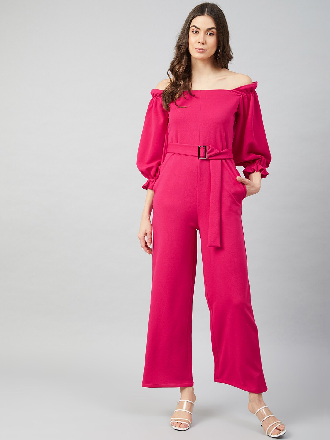 Athena Women Fuchsia Pink Solid Jumpsuit Price in India