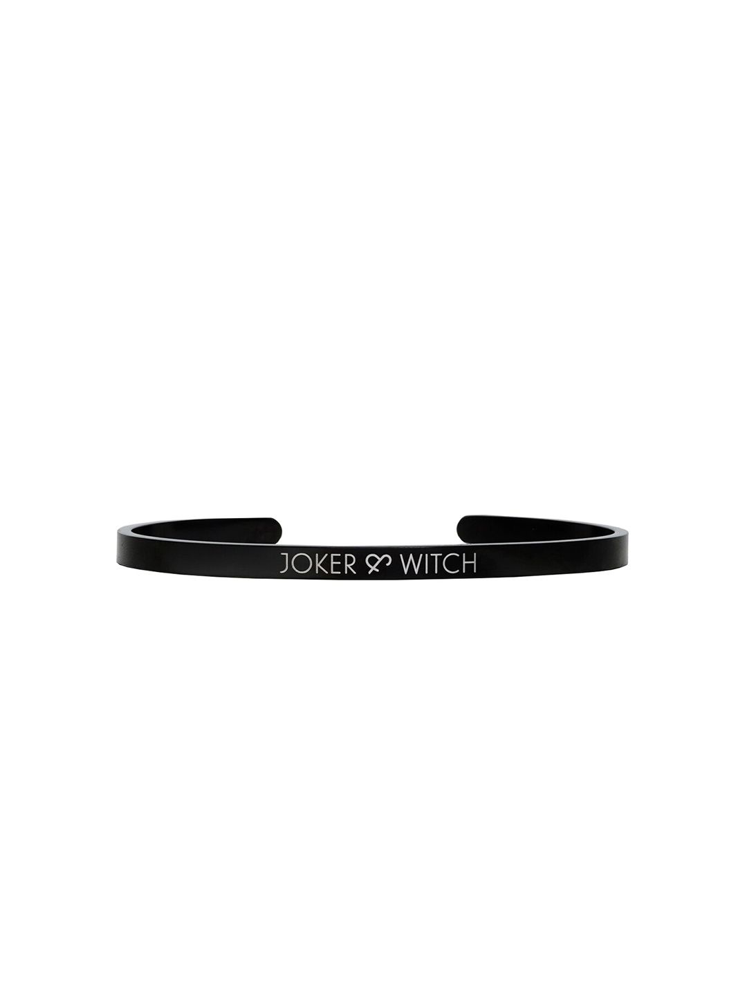 JOKER & WITCH Black Stainless Steel Cuff Bracelet Price in India