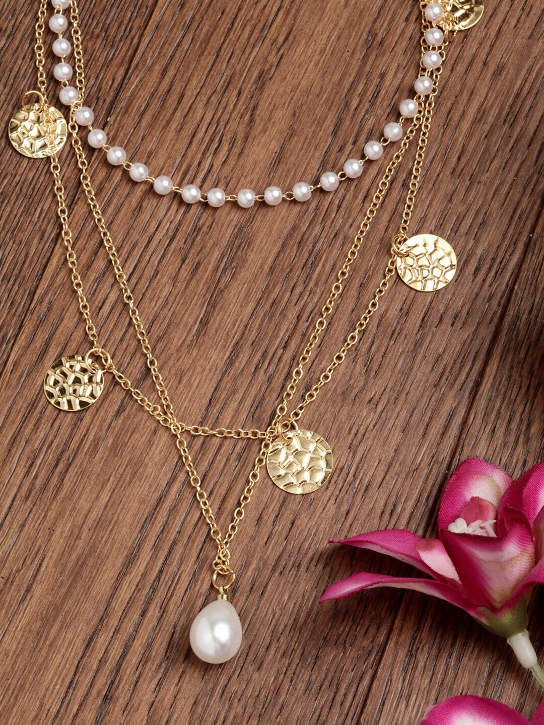 Ferosh Gold-Toned  Layered Coin Necklace Price in India