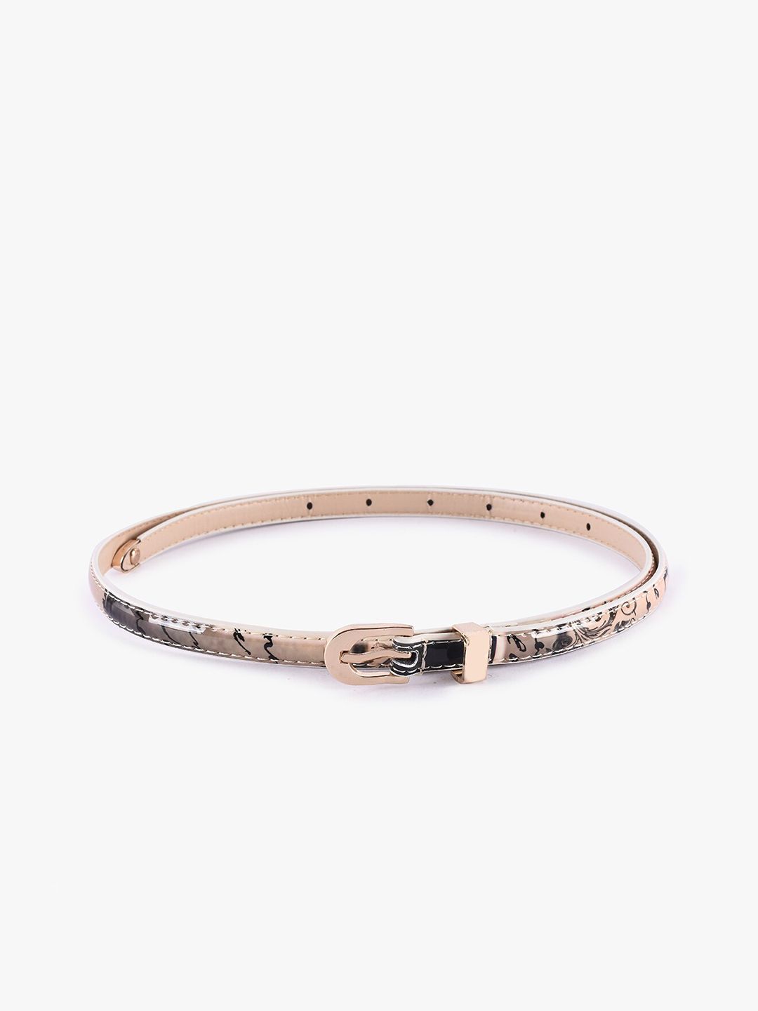 BuckleUp Women Beige & Black Printed Belt Price in India