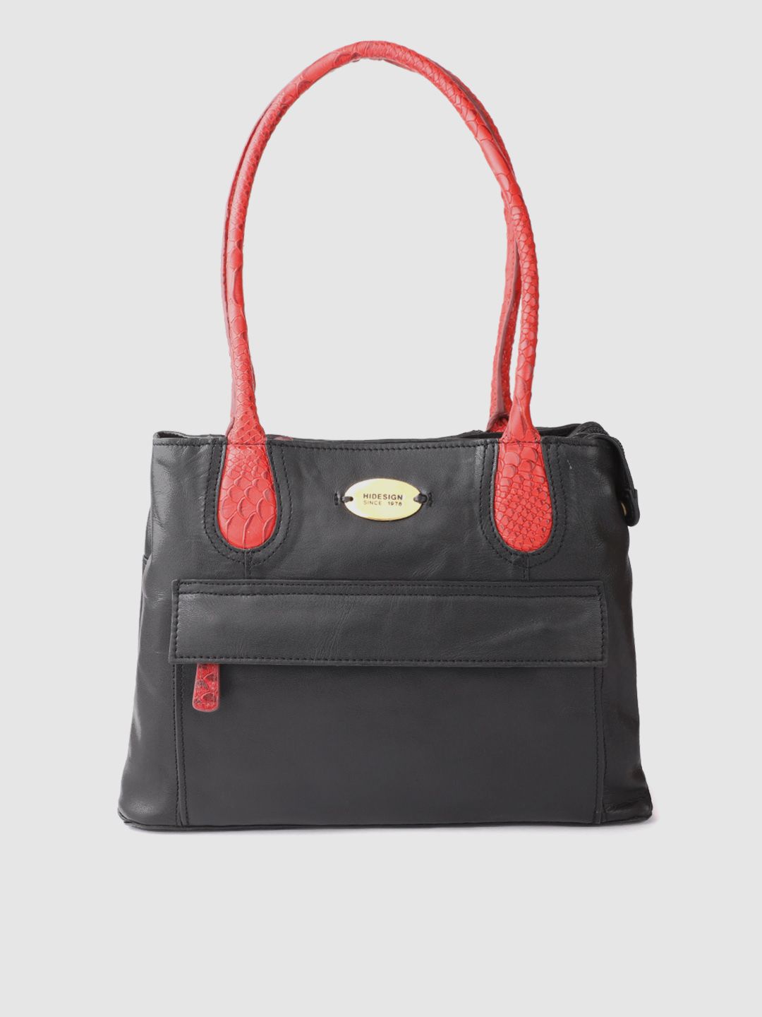 Hidesign Black Solid Leather Handcrafted Structured Shoulder Bag Price in India