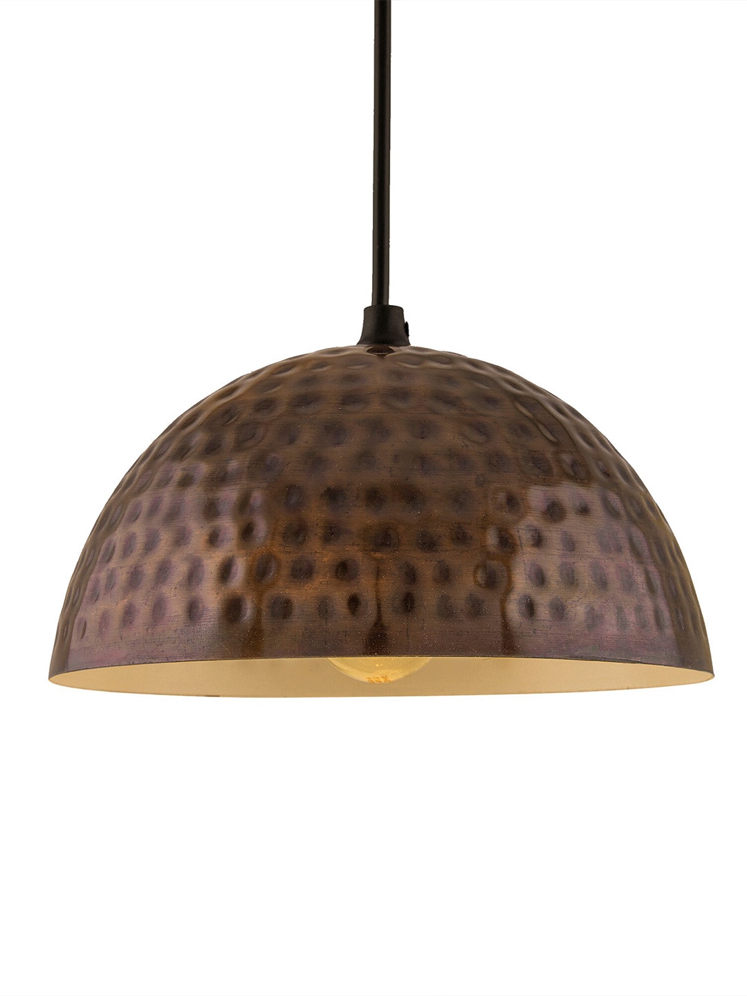 Homesake Copper-Toned & Black Textured Contemporary Smart Hanging Light Price in India