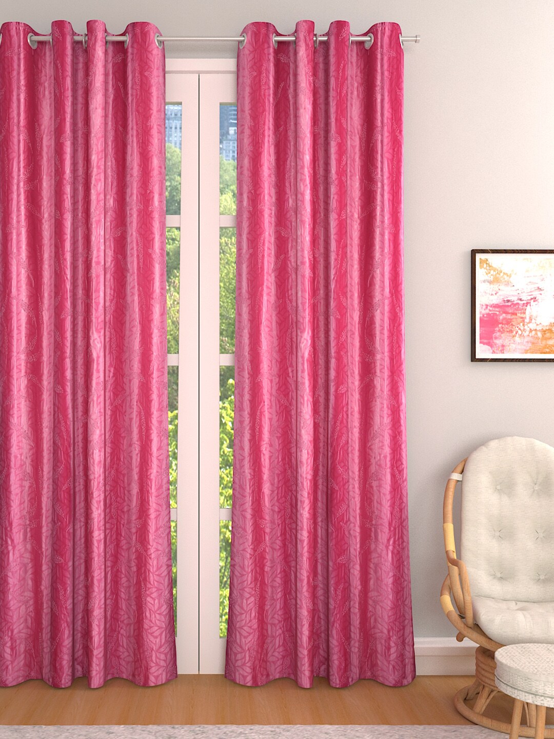 ROMEE Pink Single Room Darkening Long Door Curtain Price in India