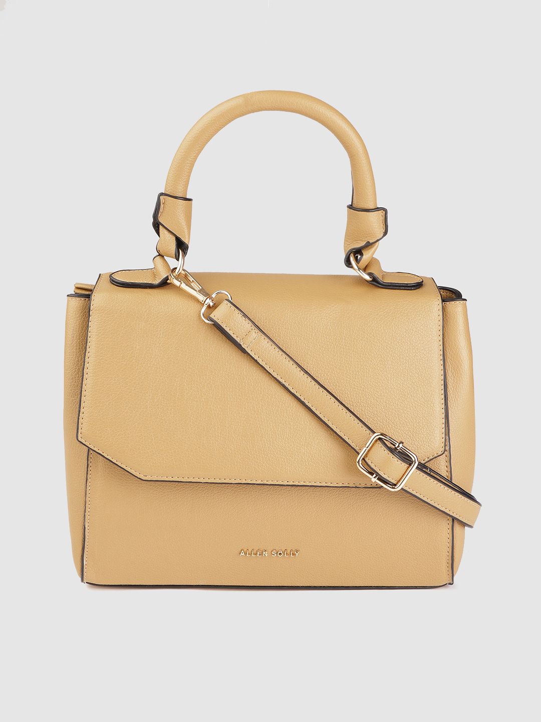 Allen Solly Women Beige Solid Structured Satchel Price in India