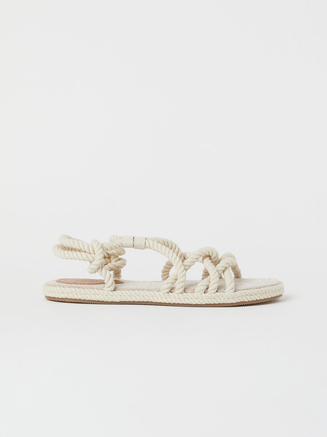 H&M Women Off-White Textured Open Toe Flats