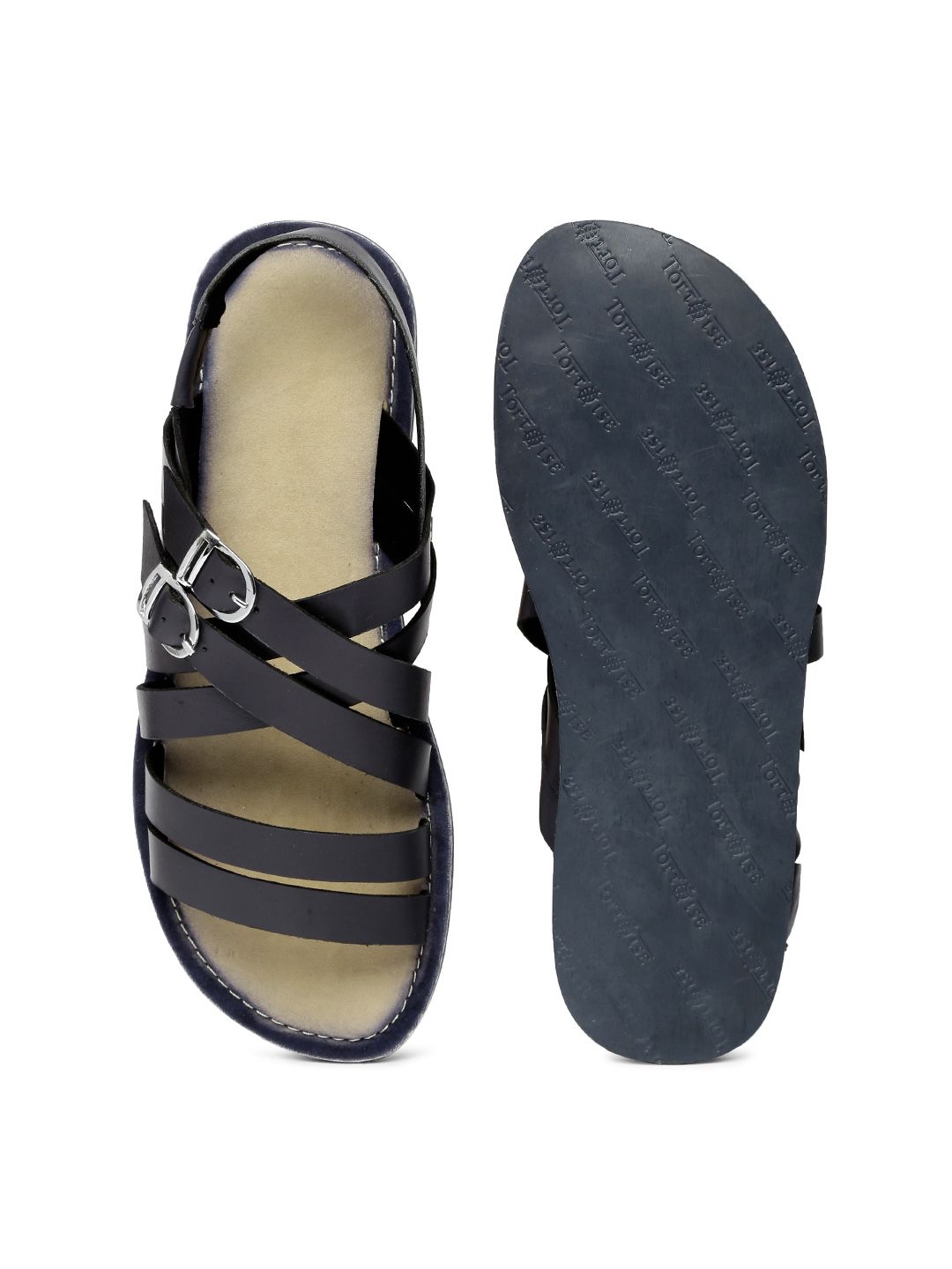 Buy Tortoise Men Navy Blue Leather Sandals - Sandals for Men