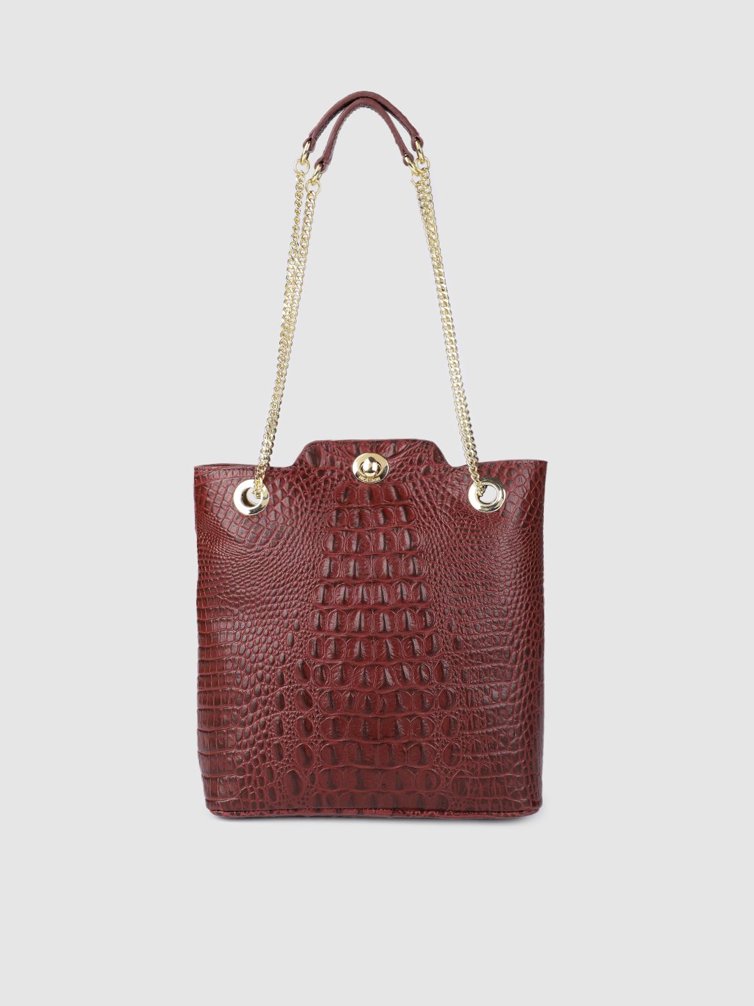 Hidesign Red Textured Leather Shoulder Bag Price in India
