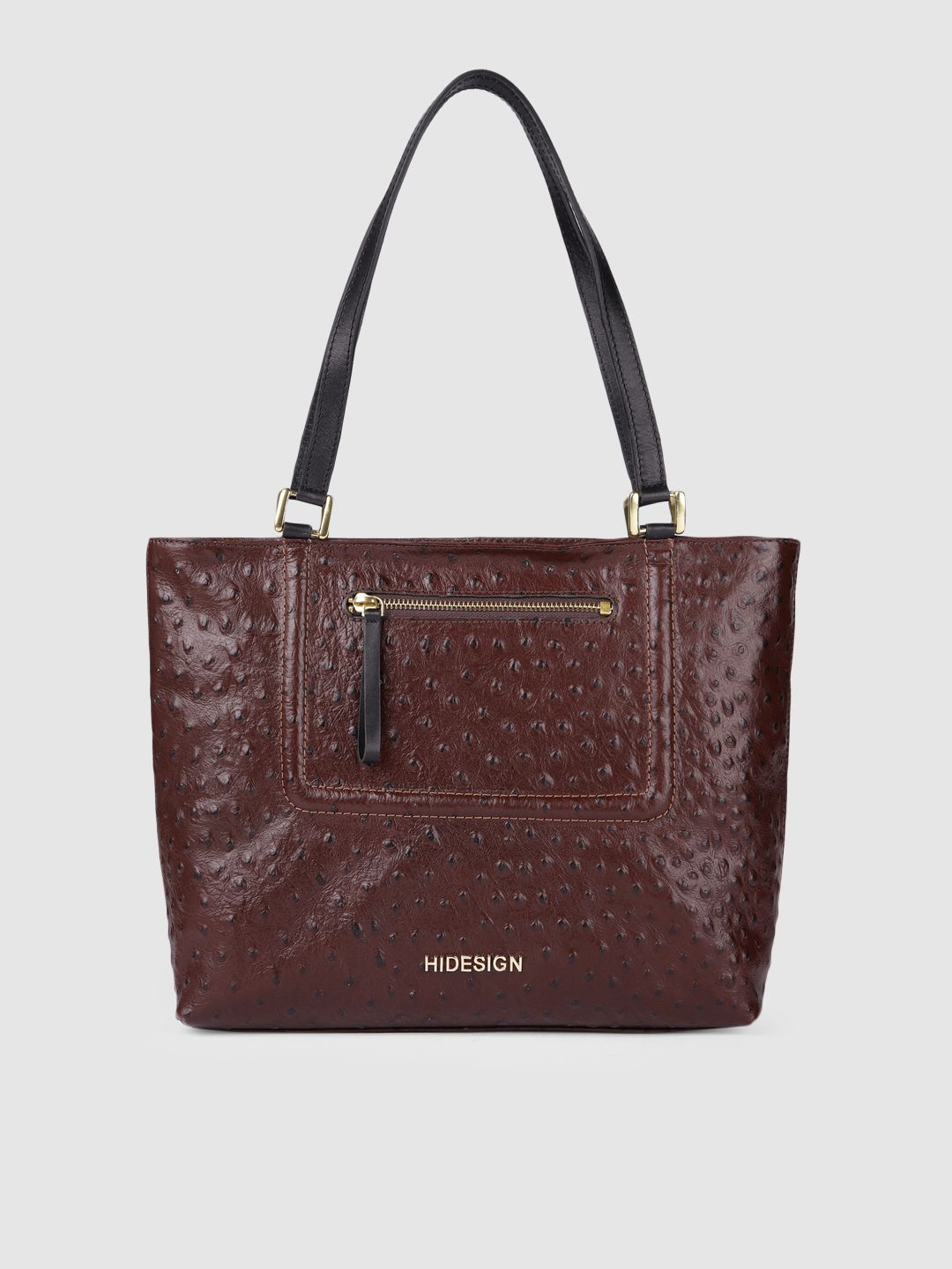 Hidesign Brown Textured Leather Structured Shoulder Bag Price in India