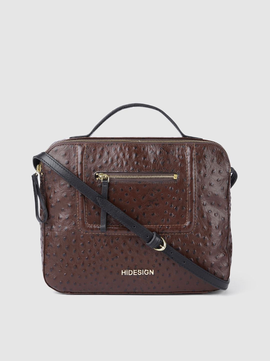 Hidesign Brown Animal Textured Leather Oversized Structured Handheld Bag Price in India