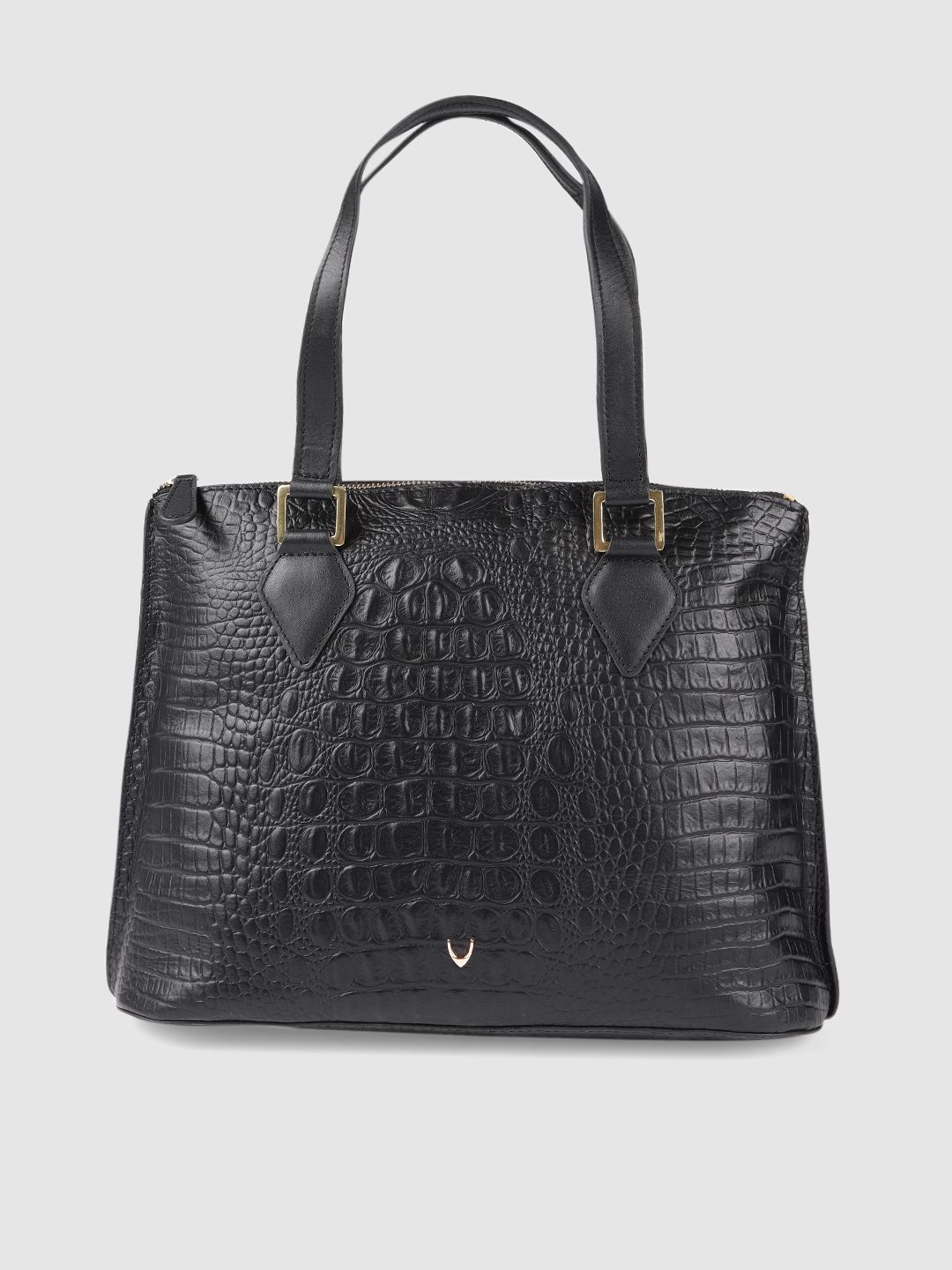 Hidesign Black Animal Textured Leather Structured Shoulder Bag Price in India