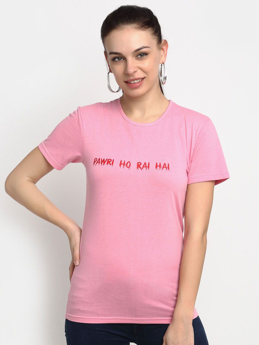 VIMAL JONNEY Women Pink Printed Round Neck T-shirt