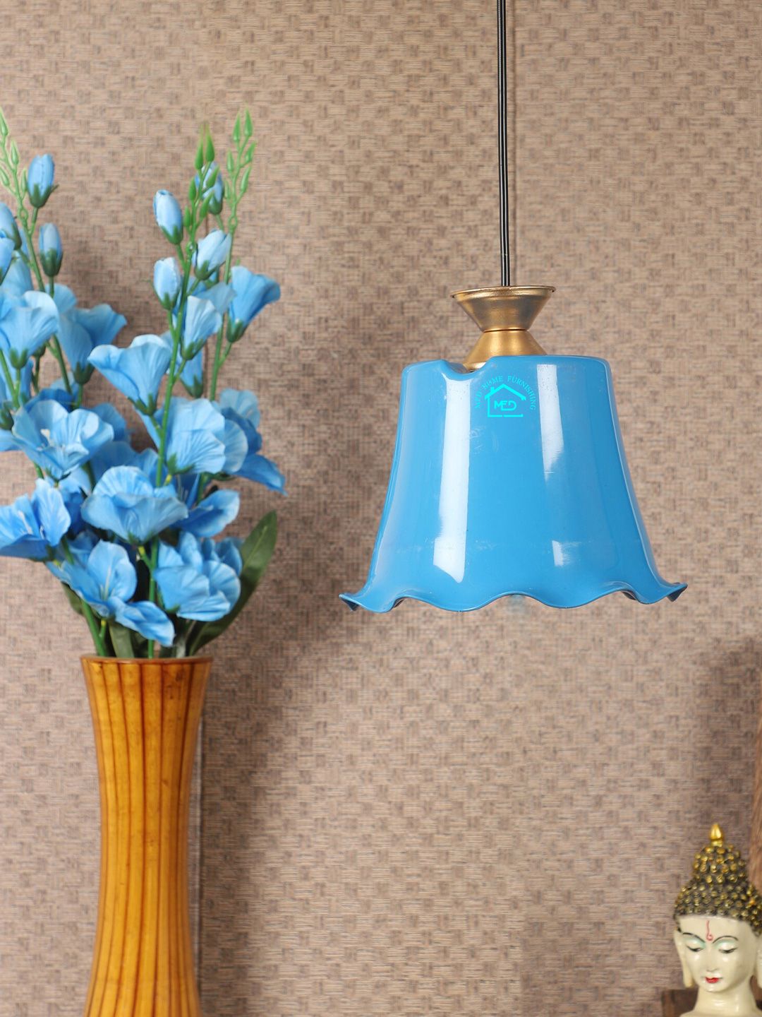 MFD HOME FURNISHING Blue Solid Quirky Hanging Lamp Price in India