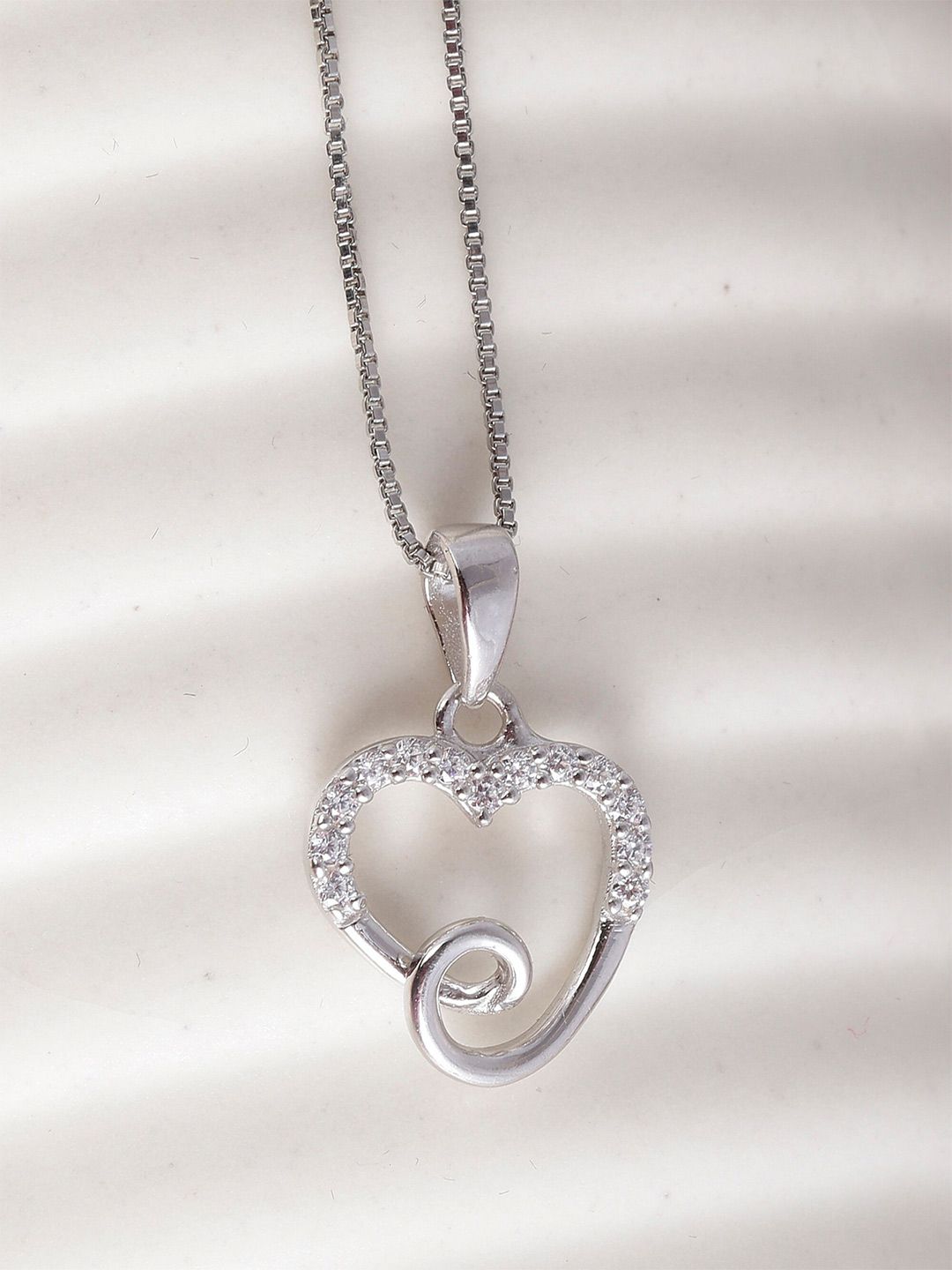 GIVA Silver-Toned 925 Sterling Silver Rhodium-Plated Loop Necklace Price in India