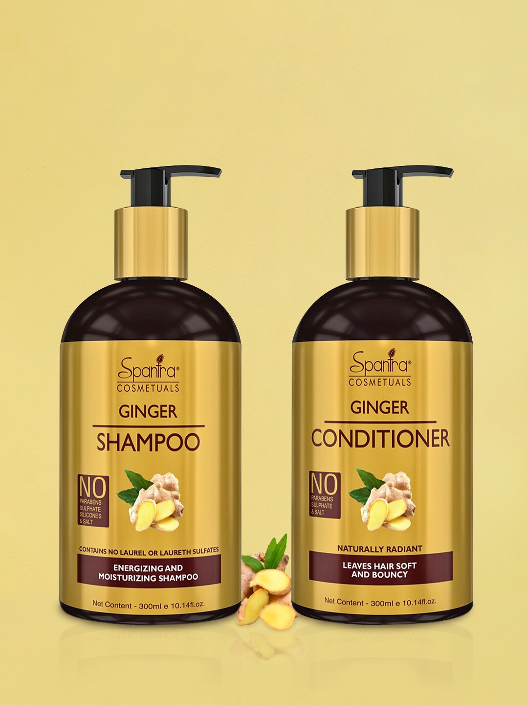 Spantra Pack of 2 Ginger Shampoo & Conditioner - 300 ml each Price in India