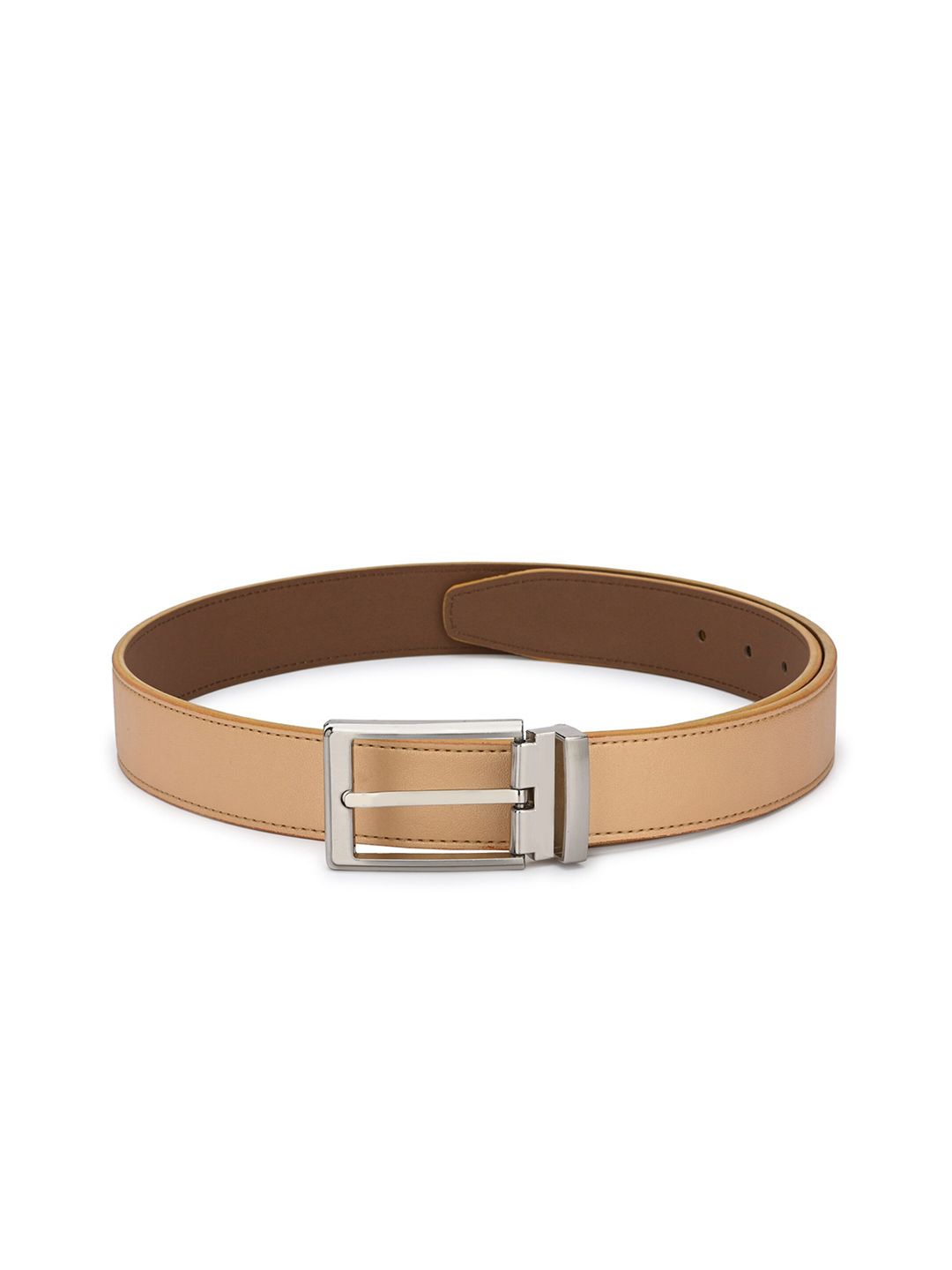 Calvadoss Women Peach-Coloured & Silver-Toned Textured Belt Price in India