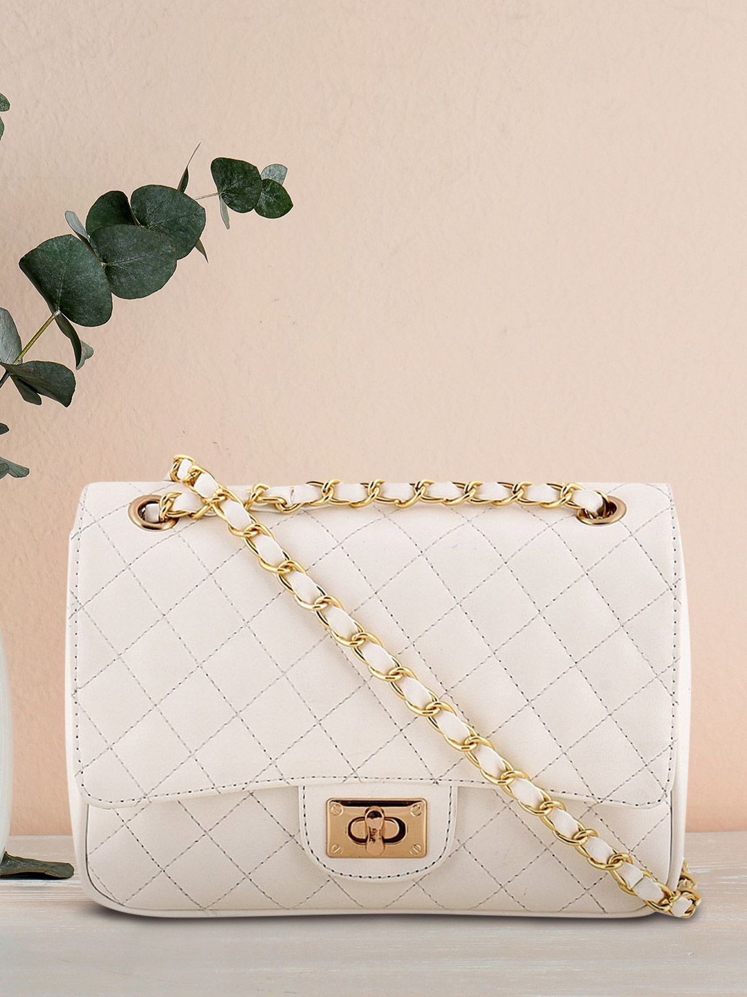 Lychee bags White Quilted Sling Bag Price in India