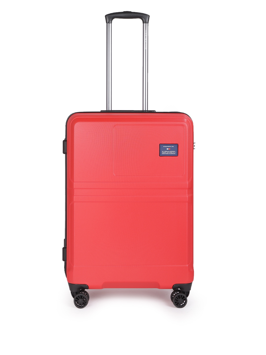 Tommy Hilfiger Unisex Red Solid Hard 4 Wheels 360-Degree Rotation Medium Trolley Bag Price in India