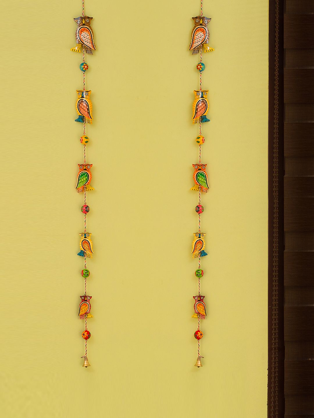 ExclusiveLane Set of 2 Yellow & Orange Owl Nest' Hand-Painted Decorative Toran Price in India
