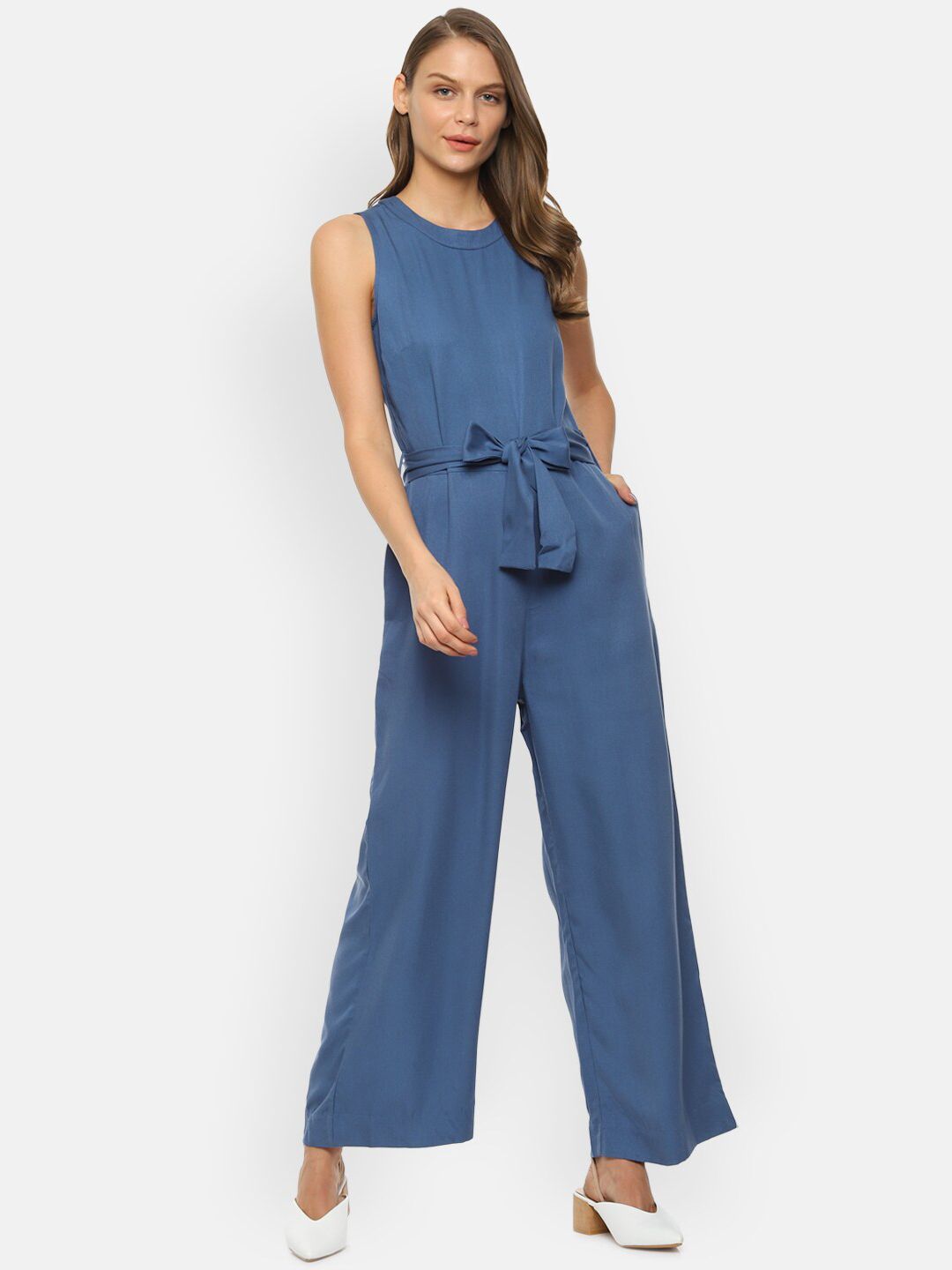 Van Heusen Woman Women Blue Solid Basic Jumpsuit Price in India