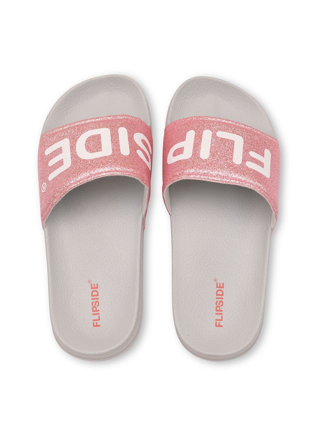 Flipside Women Pink & White Printed Sliders Price in India