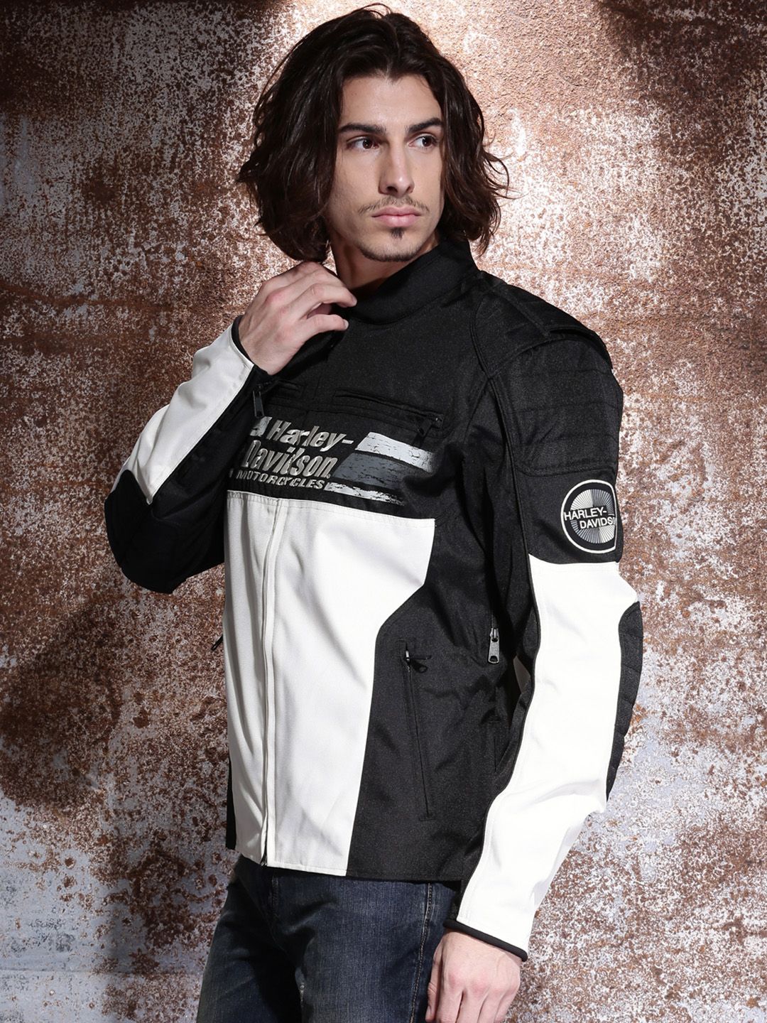 Buy Harley-Davidson Black & White Biker Jacket - Jackets for Men