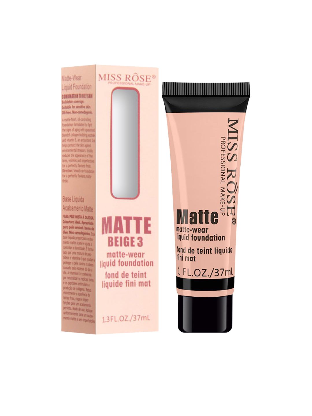 MISS ROSE Matte Finish Liquid Foundation Tube Beige 03 - 37 ml Price in India