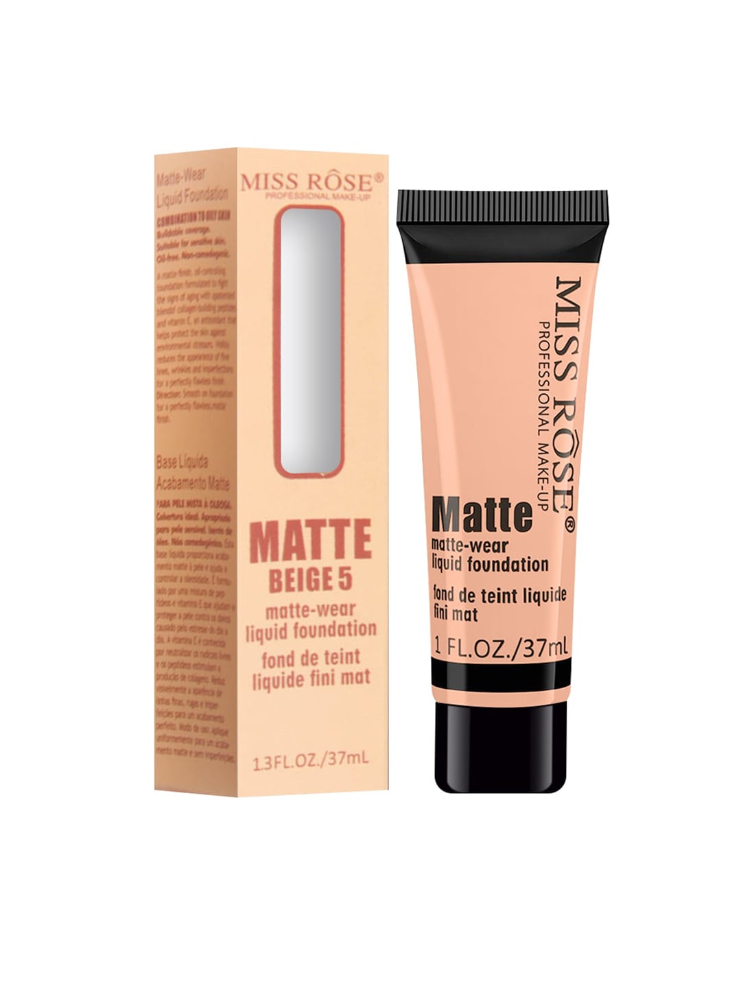 MISS ROSE Matte Finish Liquid Foundation Tube Beige 05 - 37 ml Price in India