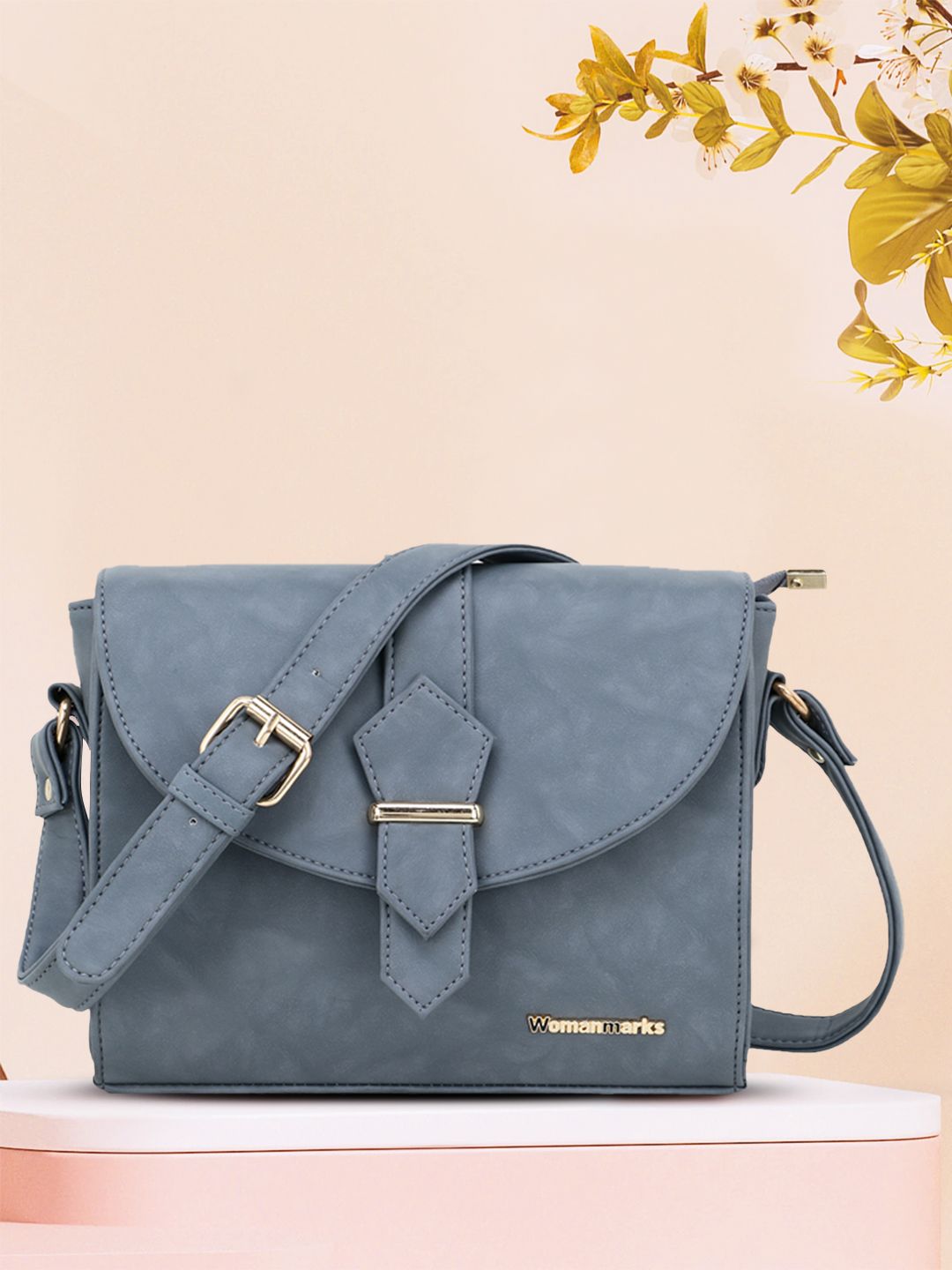 WOMEN MARKS Women Grey Solid Sling Bag Price in India