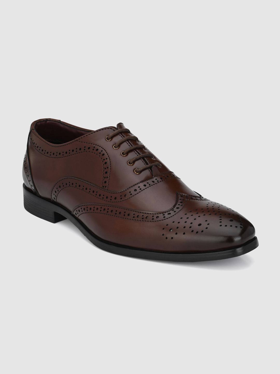 INVICTUS Men Brown Perforated Formal Oxfords