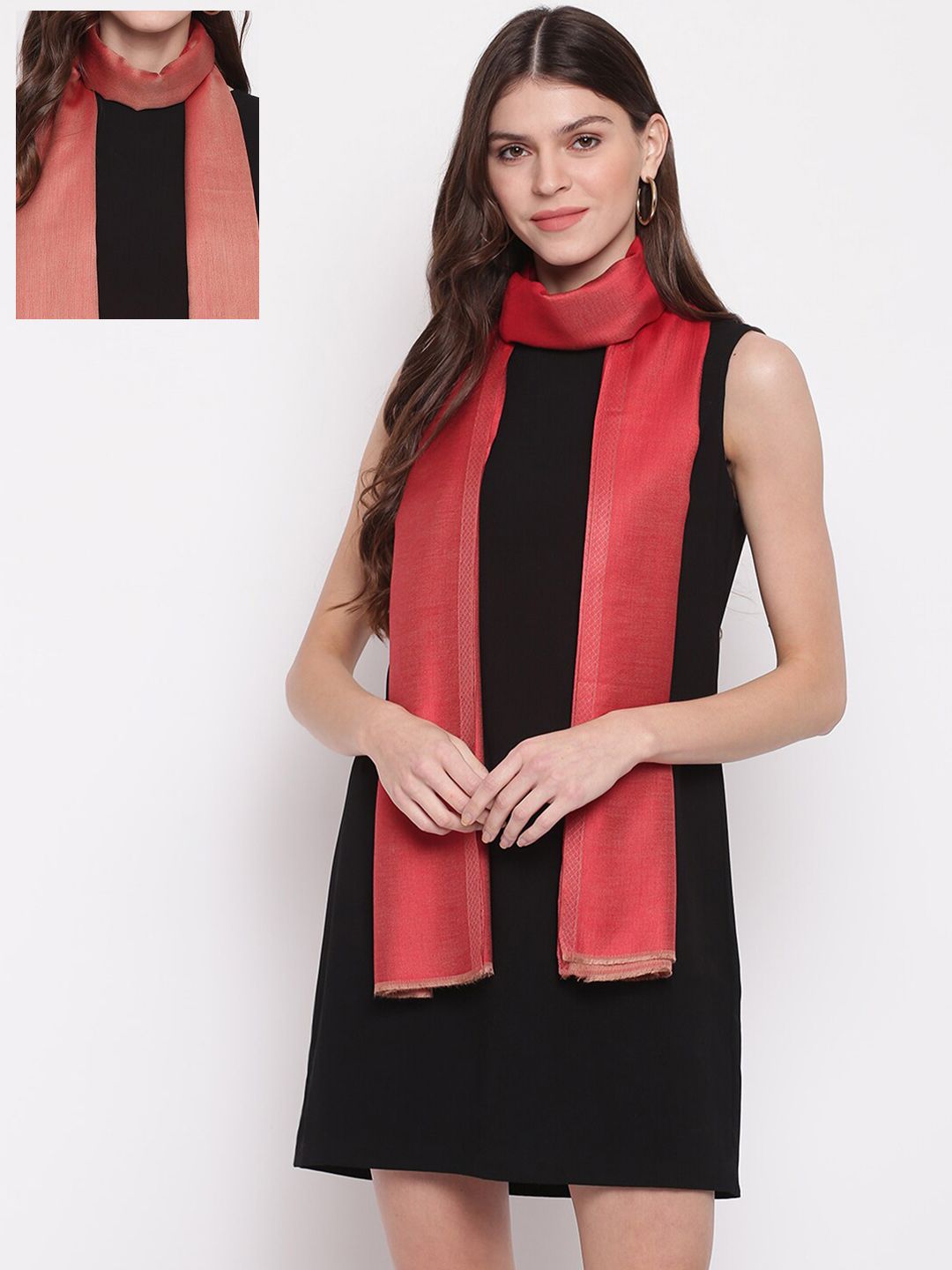 Tossido Unisex Red Solid Two-Tone Reversible Modal Stole Price in India