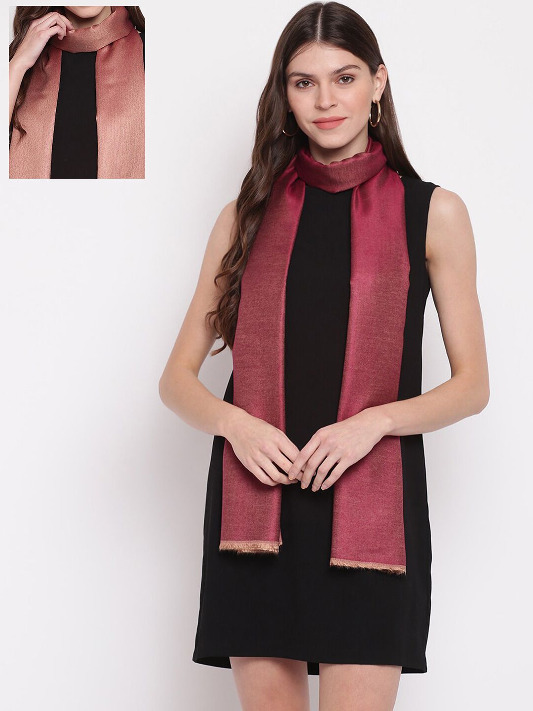 Tossido Unisex Maroon Solid Two-Tone Reversible Modal Stole Price in India