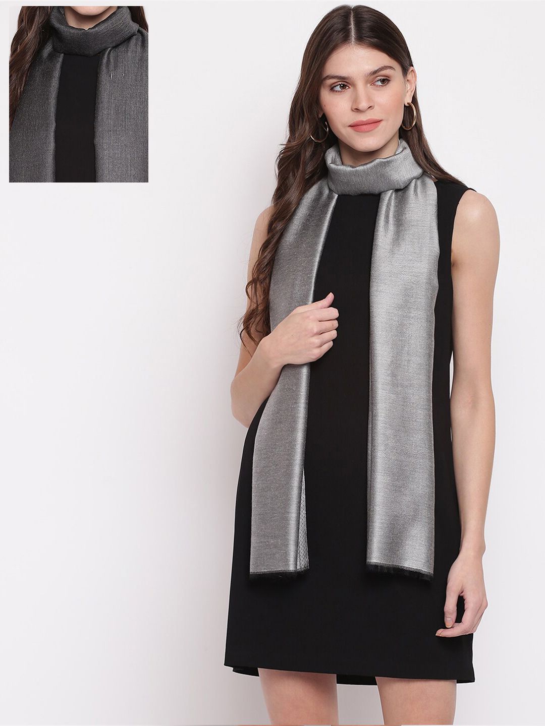 Tossido Unisex Grey Solid Two-Tone Reversible Modal Stole Price in India