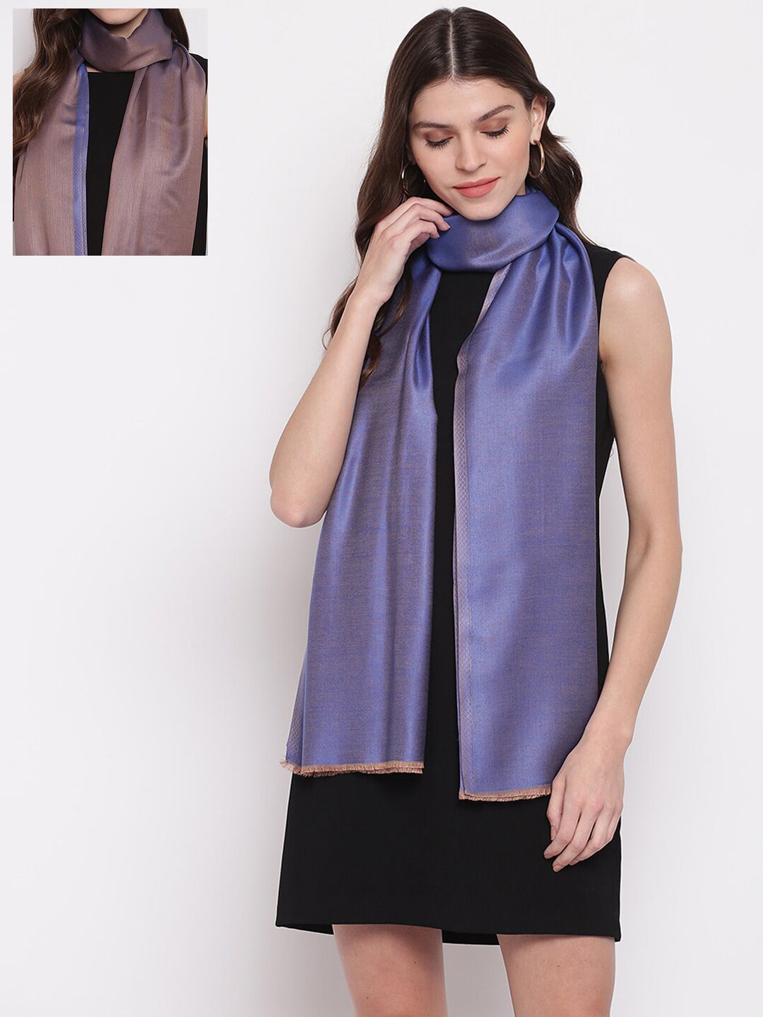 Tossido Unisex Purple & Blue Solid Two-Tone Reversible Modal Stole Price in India