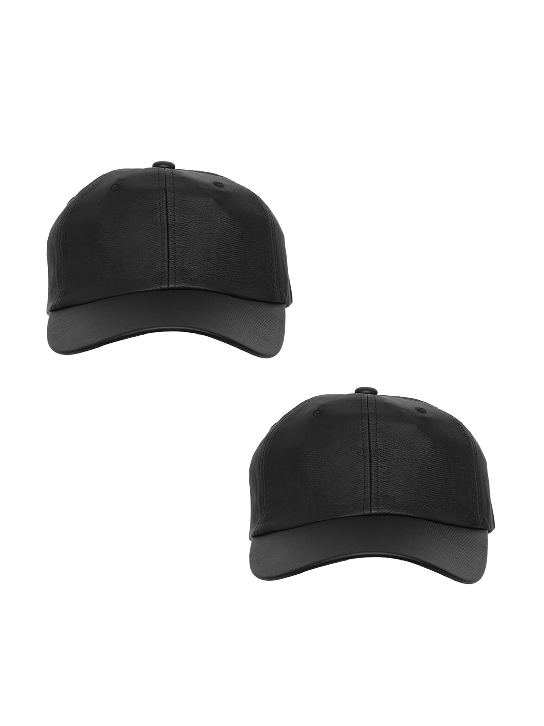 FabSeasons Pack of 2 Unisex Black Solid Baseball Cap with Adjustable Buckle Price in India