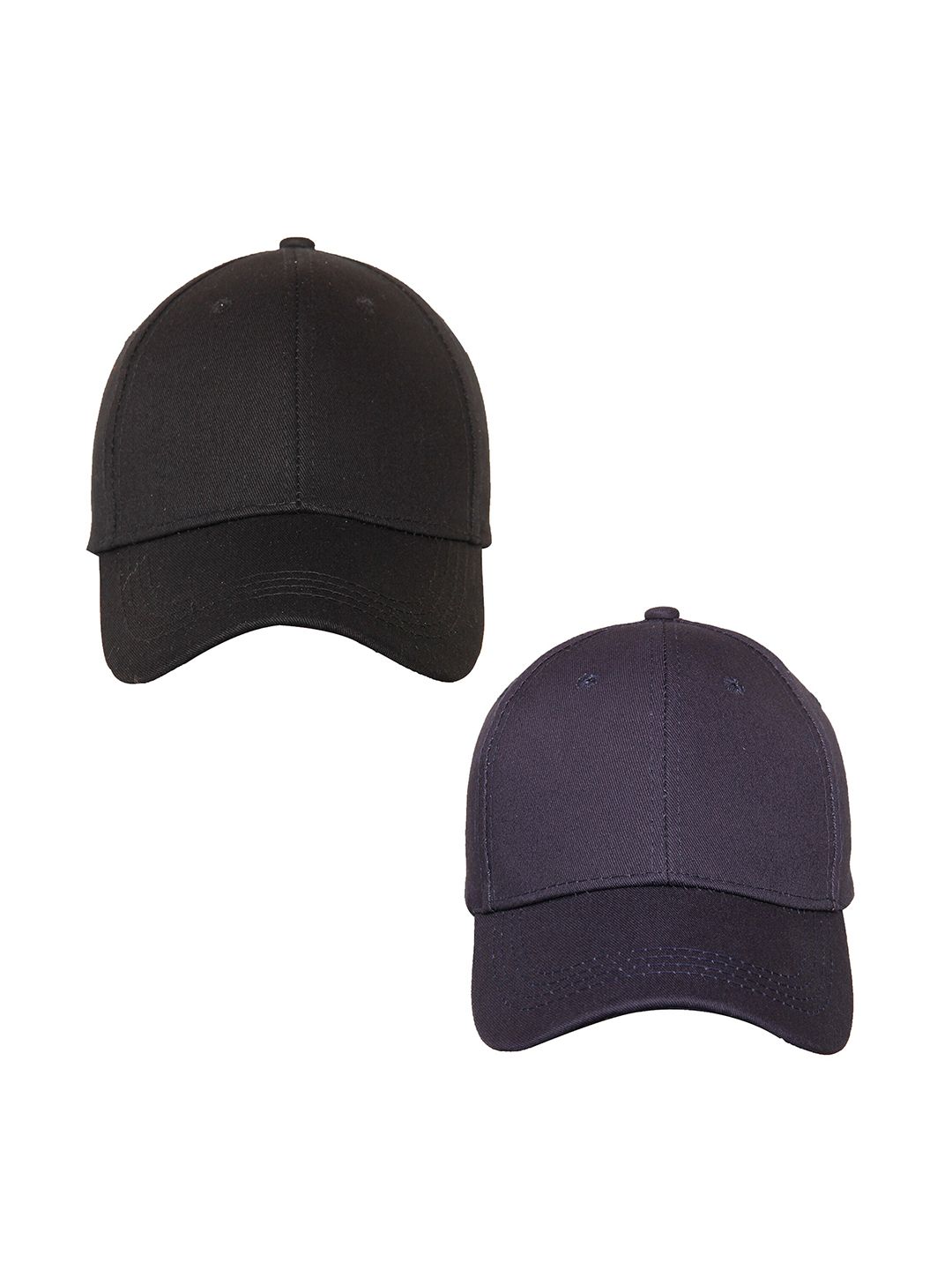 FabSeasons Pack of 2 Unisex Navy Blue & Black Solid Baseball Cap with Adjustable Buckle Price in India