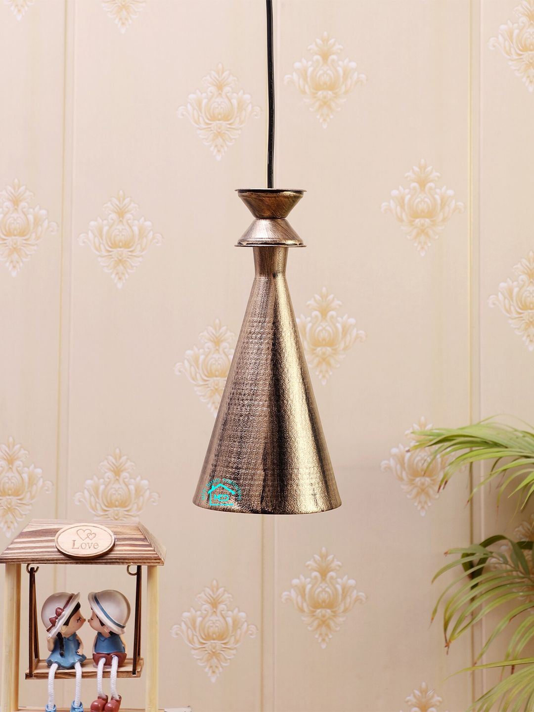 MFD HOME FURNISHING Gold-Toned Textured Quirky Hanging Light Price in India
