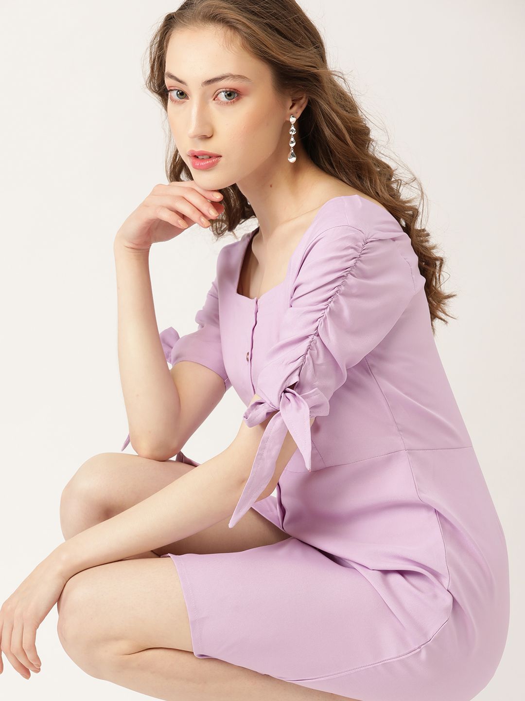 DressBerry Purple Solid A-Line Dress Price in India