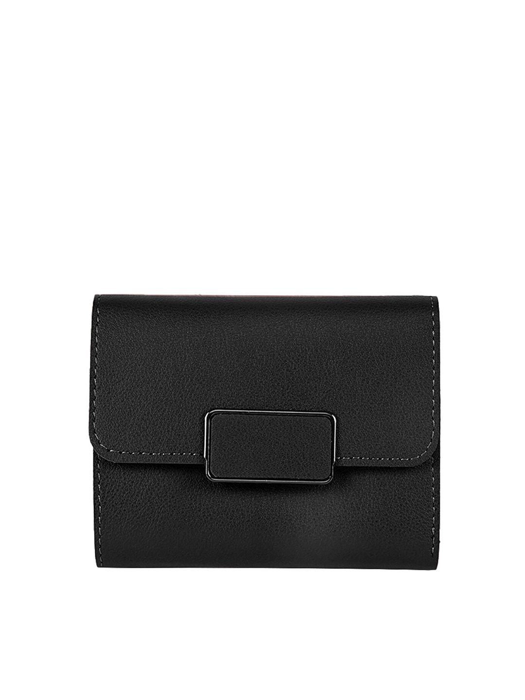 Apsis Women Black Textured Three Fold Wallet Price in India