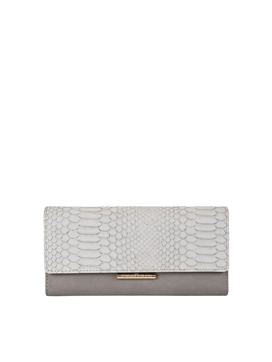 Apsis Women Grey & Gold-Toned Textured Three Fold Wallet Price in India