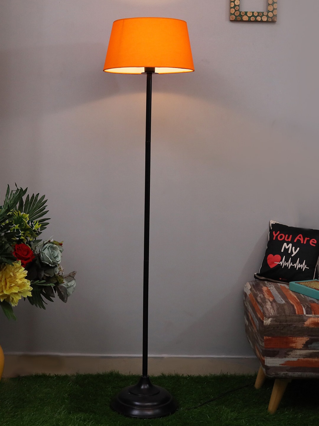 Homesake Black & Orange Solid Contemporary Club Lamp Price in India