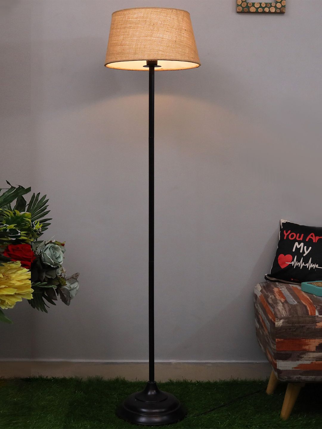 Homesake Black & Beige Solid Contemporary Club Lamp Price in India