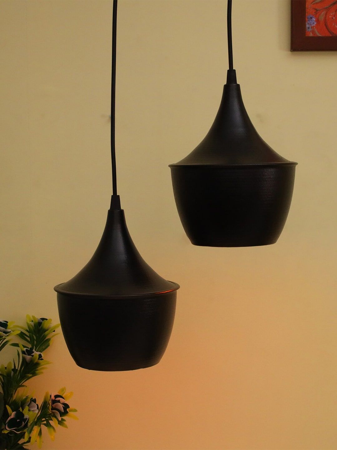 Homesake Black Set of 2 Solid Contemporary Pendant Light Price in India